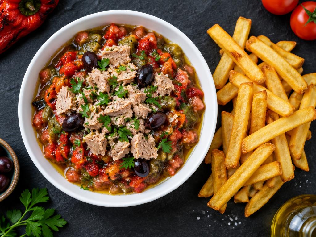 Salade méchouia et frites — Bermuda Sfax